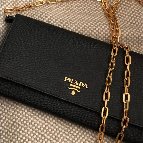 NWT PRADA Saffiano black clutch/wallet crossbody - Picture 2 of 11